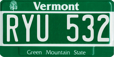 VT license plate RYU532