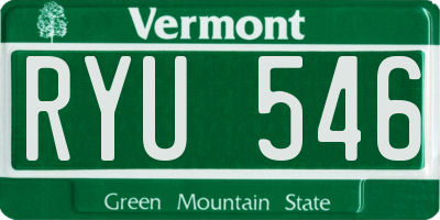 VT license plate RYU546
