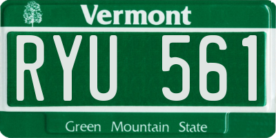 VT license plate RYU561