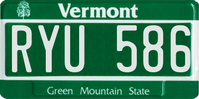 VT license plate RYU586
