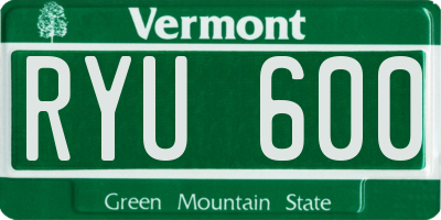 VT license plate RYU600