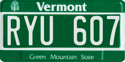 VT license plate RYU607