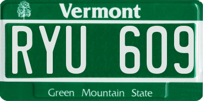 VT license plate RYU609
