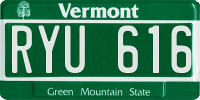 VT license plate RYU616