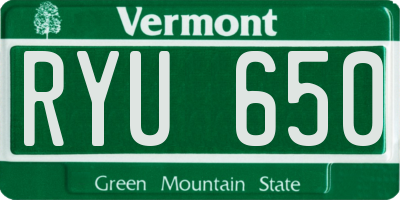 VT license plate RYU650