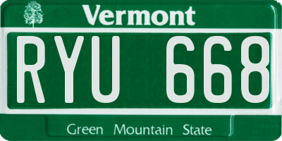 VT license plate RYU668