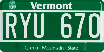 VT license plate RYU670