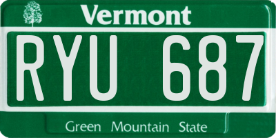 VT license plate RYU687