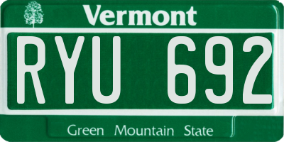 VT license plate RYU692