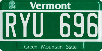 VT license plate RYU696