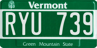 VT license plate RYU739