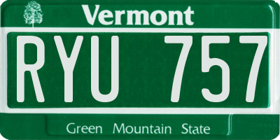 VT license plate RYU757
