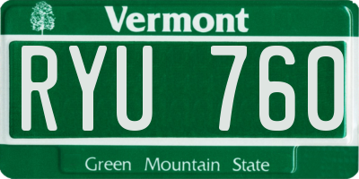 VT license plate RYU760