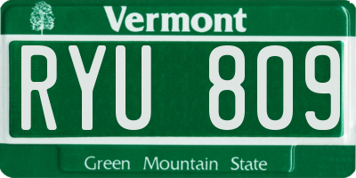 VT license plate RYU809