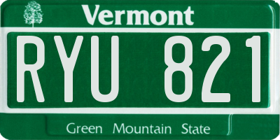 VT license plate RYU821