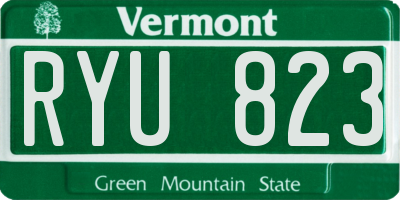VT license plate RYU823