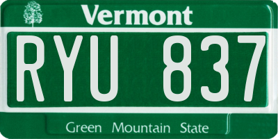 VT license plate RYU837