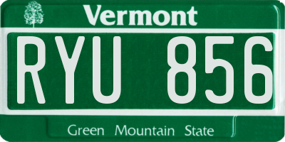 VT license plate RYU856