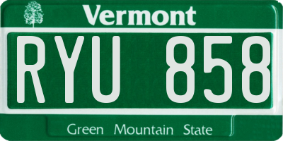 VT license plate RYU858