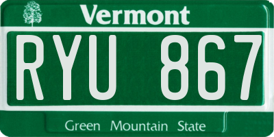 VT license plate RYU867