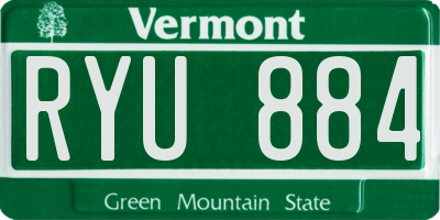 VT license plate RYU884