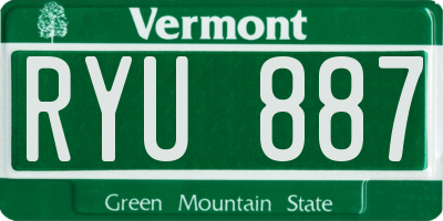 VT license plate RYU887