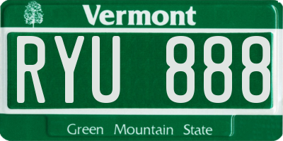 VT license plate RYU888