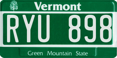 VT license plate RYU898