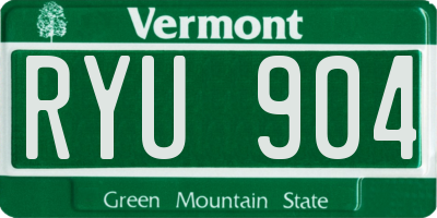 VT license plate RYU904