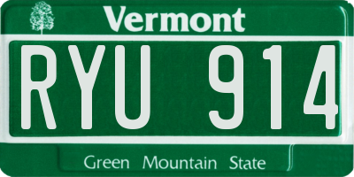 VT license plate RYU914