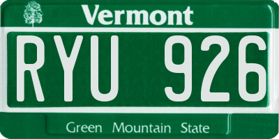 VT license plate RYU926