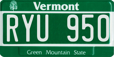VT license plate RYU950
