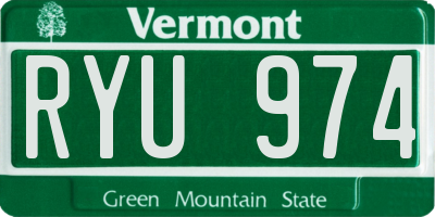 VT license plate RYU974