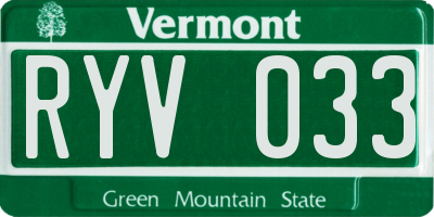 VT license plate RYV033