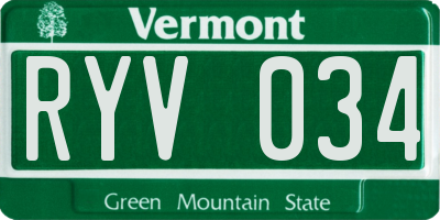 VT license plate RYV034