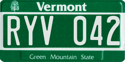 VT license plate RYV042