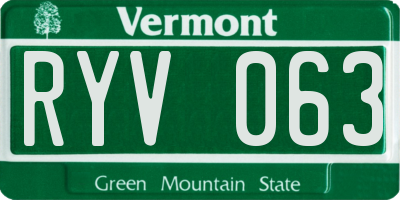 VT license plate RYV063