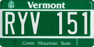 VT license plate RYV151