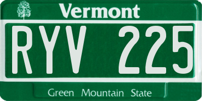 VT license plate RYV225