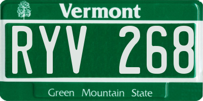 VT license plate RYV268