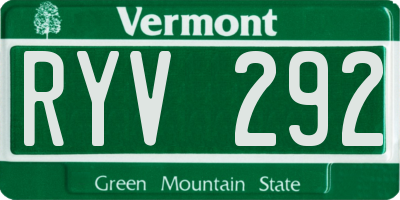 VT license plate RYV292