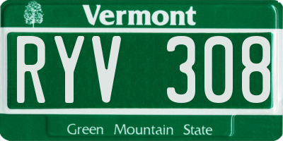 VT license plate RYV308