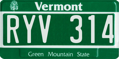 VT license plate RYV314