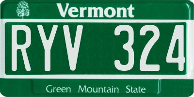 VT license plate RYV324