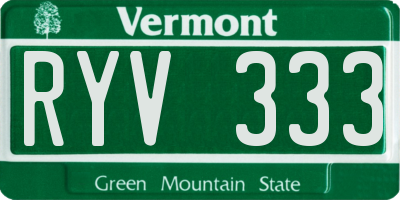 VT license plate RYV333
