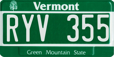 VT license plate RYV355