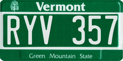 VT license plate RYV357
