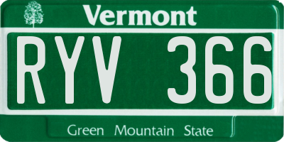 VT license plate RYV366