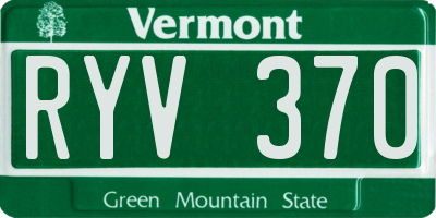 VT license plate RYV370