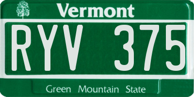 VT license plate RYV375